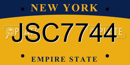 JSC7744 New York License Plate