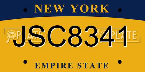 JSC8341 New York License Plate