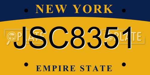 JSC8351 New York License Plate
