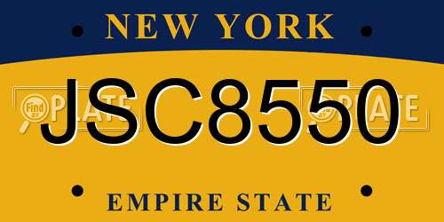 JSC8550 New York License Plate