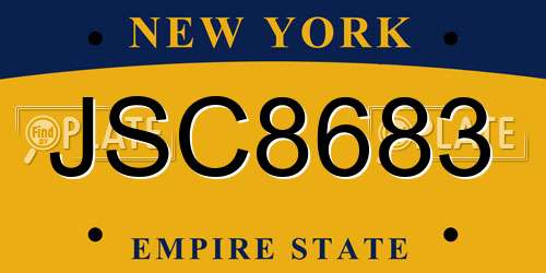 JSC8683 New York License Plate