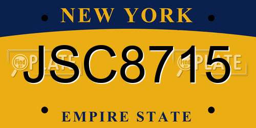 JSC8715 New York License Plate