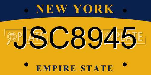 JSC8945 New York License Plate