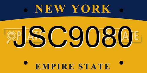 JSC9080 New York License Plate