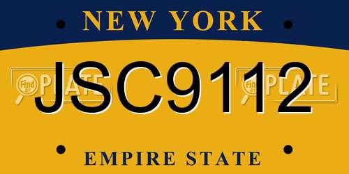 JSC9112 New York License Plate