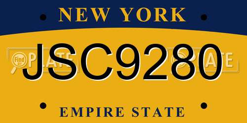 JSC9280 New York License Plate