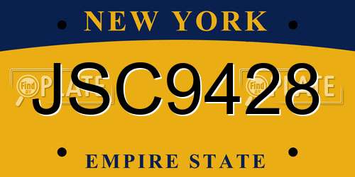 JSC9428 New York License Plate