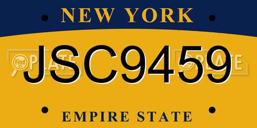 JSC9459 New York License Plate