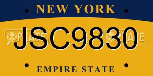 JSC9830 New York License Plate