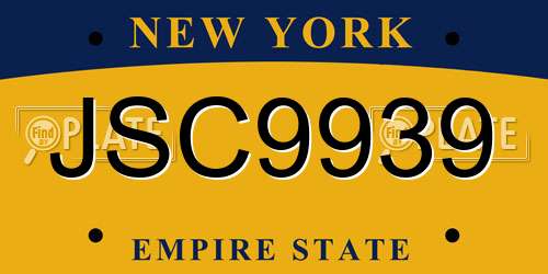 JSC9939 New York License Plate