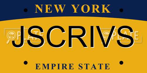 JSCRIVS New York License Plate
