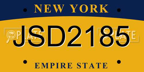 JSD2185 New York License Plate