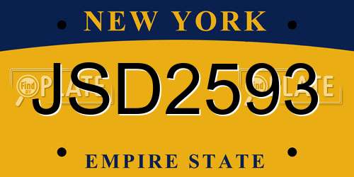 JSD2593 New York License Plate
