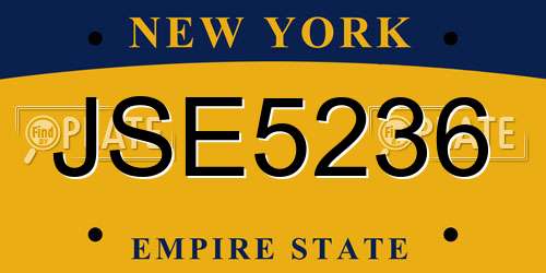 JSE5236 New York License Plate