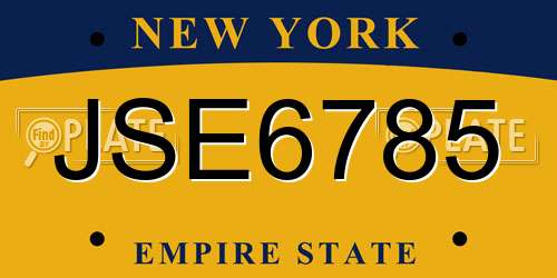 JSE6785 New York License Plate