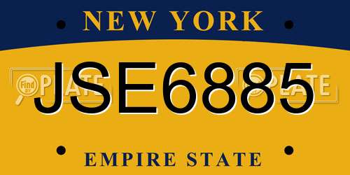 JSE6885 New York License Plate