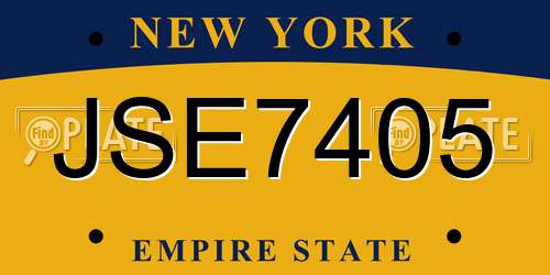 JSE7405 New York License Plate