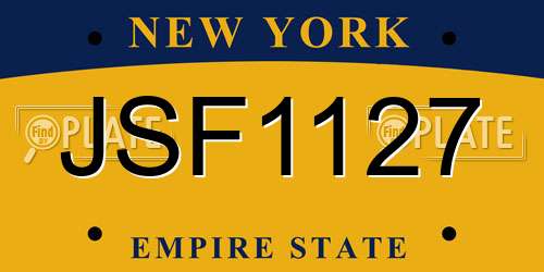 JSF1127 New York License Plate