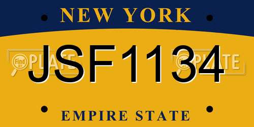 JSF1134 New York License Plate