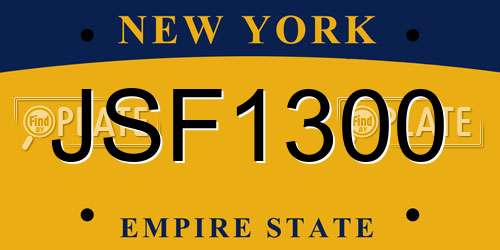 JSF1300 New York License Plate