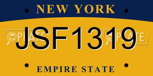 JSF1319 New York License Plate