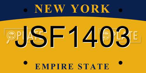 JSF1403 New York License Plate