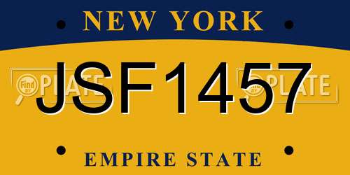 JSF1457 New York License Plate