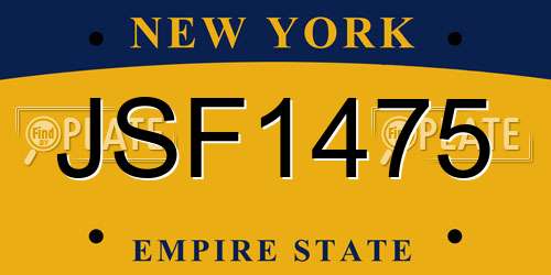JSF1475 New York License Plate