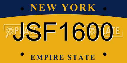 JSF1600 New York License Plate
