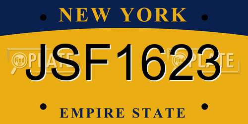 JSF1623 New York License Plate
