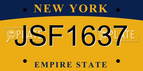 JSF1637 New York License Plate