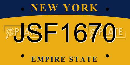 JSF1670 New York License Plate