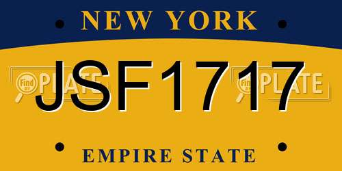 JSF1717 New York License Plate