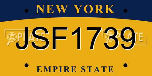 JSF1739 New York License Plate