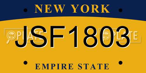 JSF1803 New York License Plate
