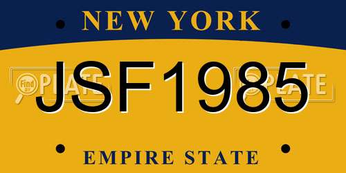 JSF1985 New York License Plate
