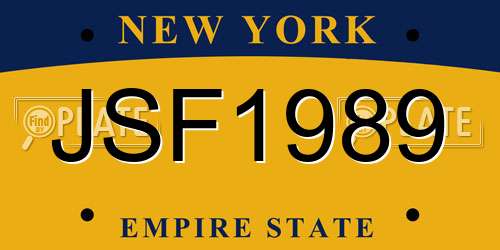 JSF1989 New York License Plate