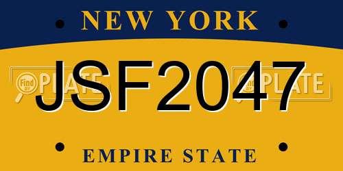 JSF2047 New York License Plate