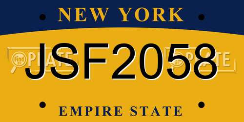 JSF2058 New York License Plate