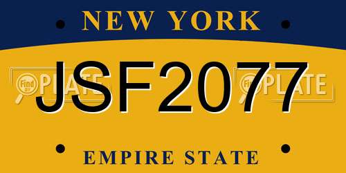 JSF2077 New York License Plate