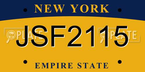 JSF2115 New York License Plate