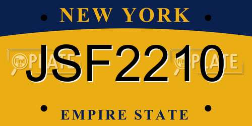 JSF2210 New York License Plate