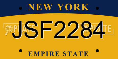 JSF2284 New York License Plate