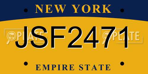 JSF2471 New York License Plate