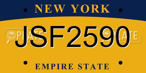 JSF2590 New York License Plate