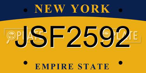 JSF2592 New York License Plate