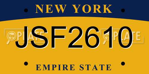 JSF2610 New York License Plate