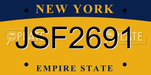 JSF2691 New York License Plate