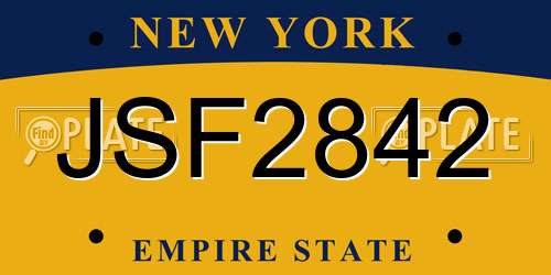 JSF2842 New York License Plate