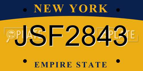 JSF2843 New York License Plate